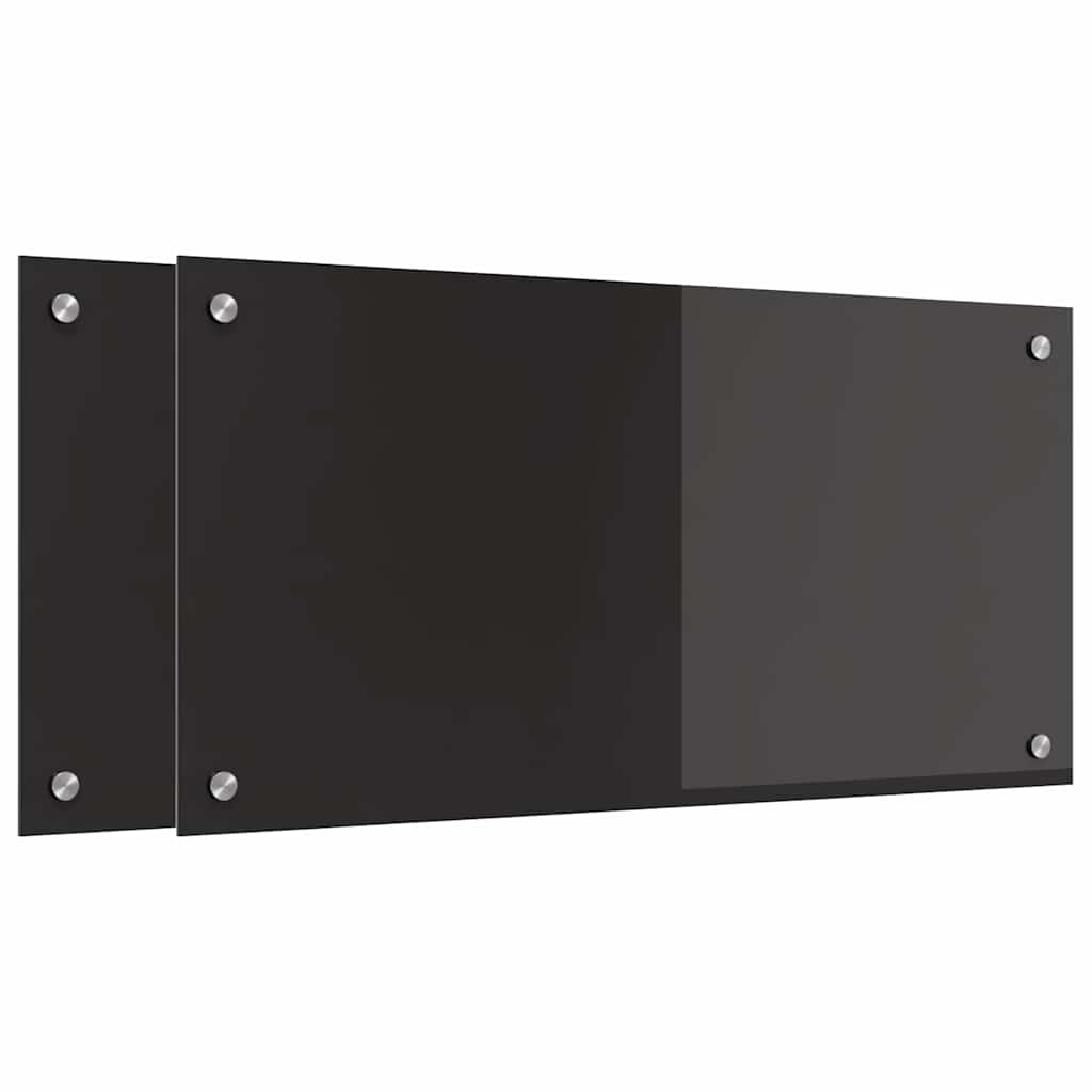 Virtuvės užpakalinė plokštė 2 pcs Juoda 80 x 40 cm