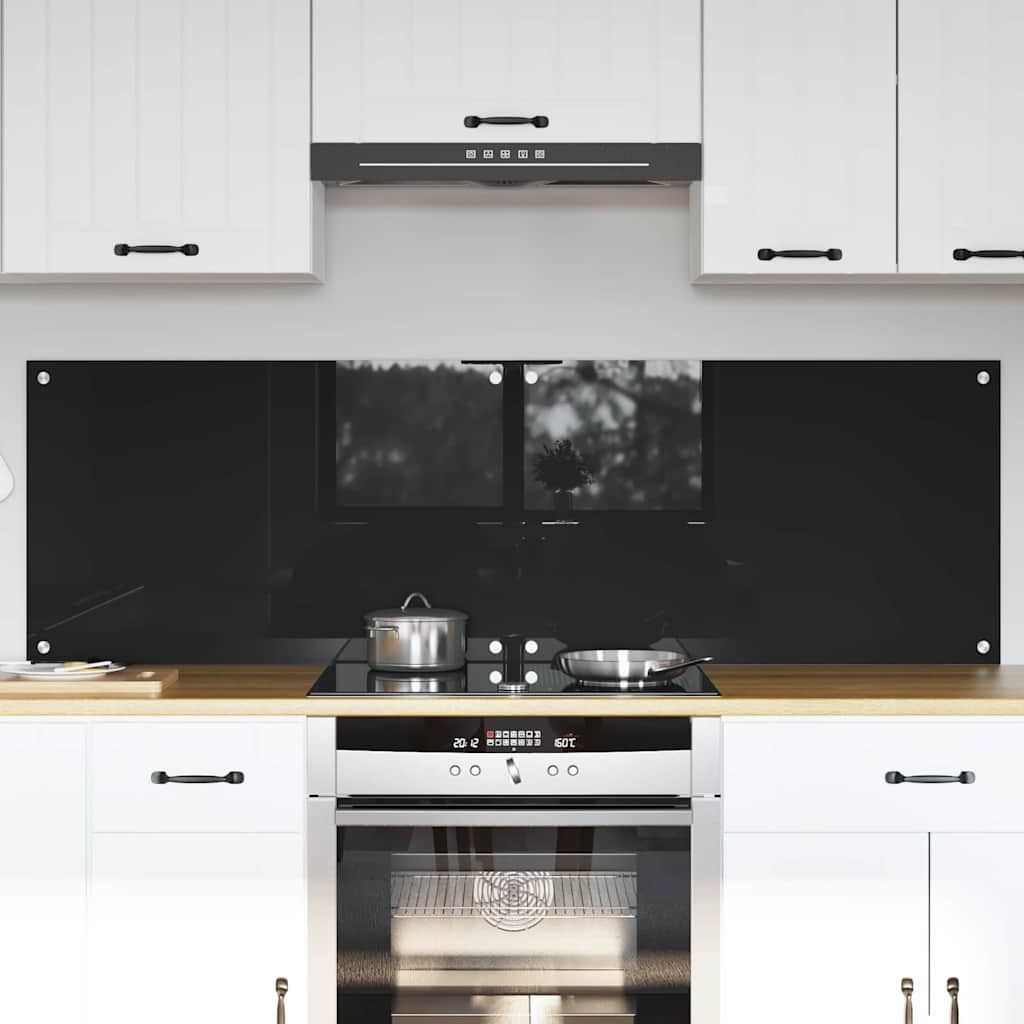 Kitchen back panel 2 pcs Black 80 x 50 cm