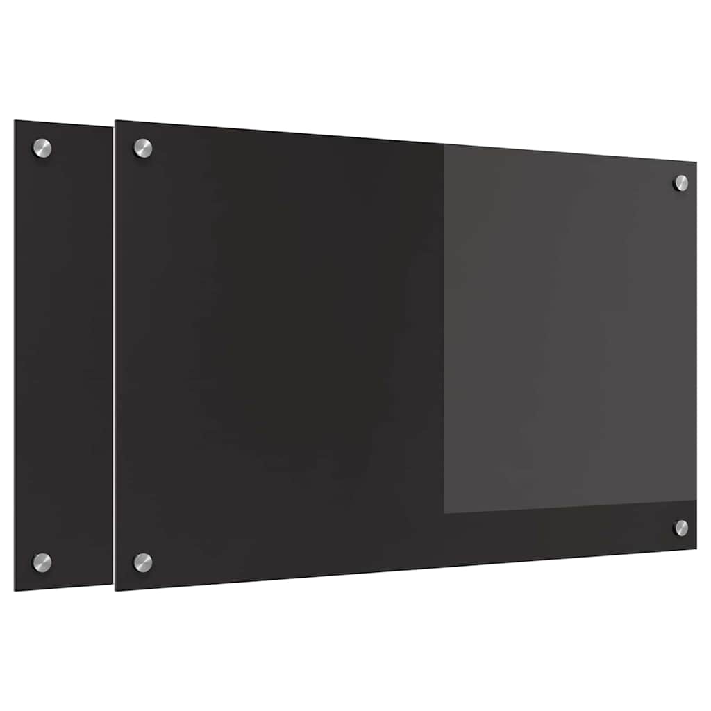 Kitchen back panel 2 pcs Black 80 x 50 cm