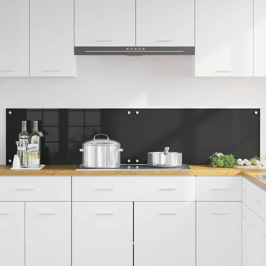 Virtuvės užpakalinė plokštė 2 pcs Juoda 90 x 40 cm