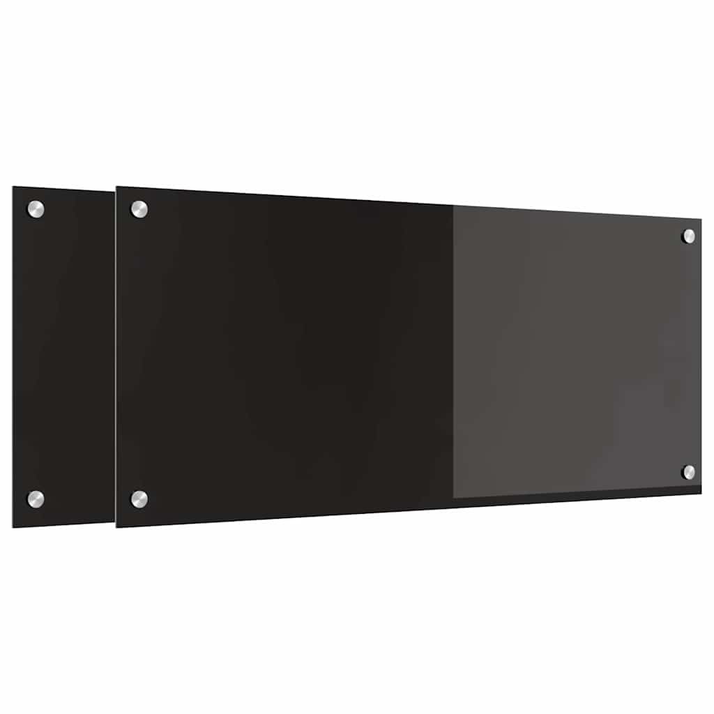 Virtuvės užpakalinė plokštė 2 pcs Juoda 90 x 40 cm