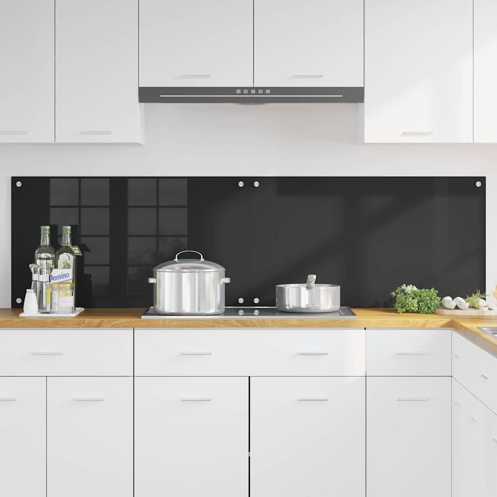 Virtuvės užpakalinė plokštė 2 pcs Juoda 90 x 50 cm