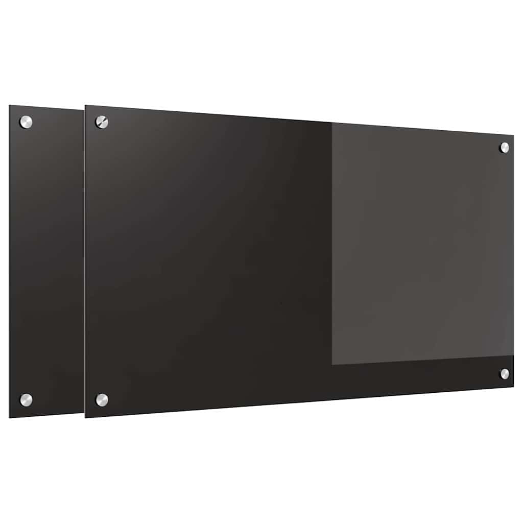 Virtuvės užpakalinė plokštė 2 pcs Juoda 90 x 50 cm