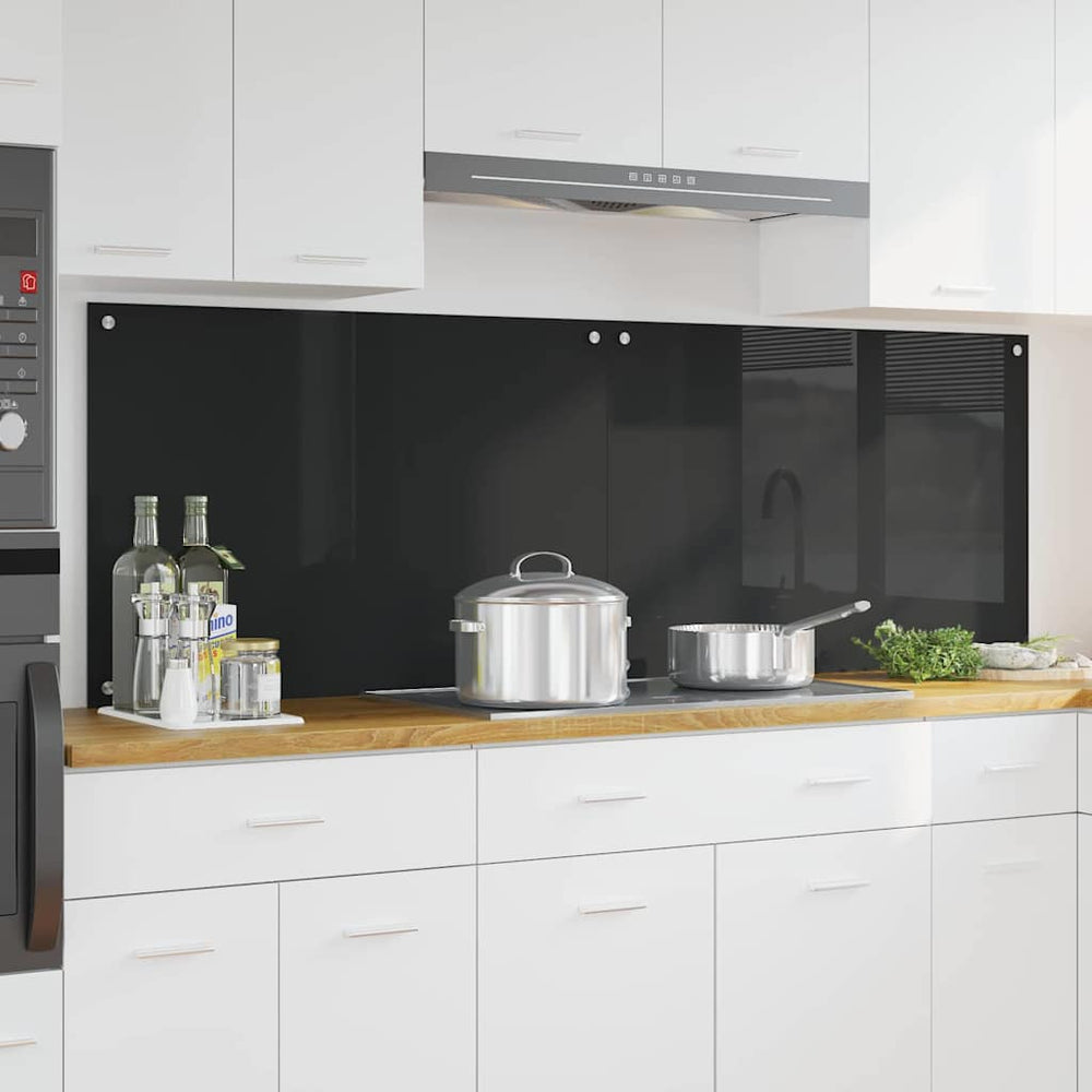 Virtuvės atbraila 2 pcs Juoda 90 x 60 cm grūdintas stiklas