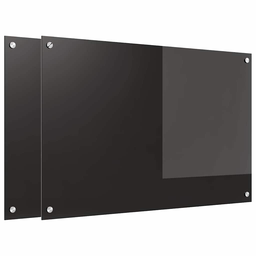 Virtuvės atbraila 2 pcs Juoda 90 x 60 cm grūdintas stiklas