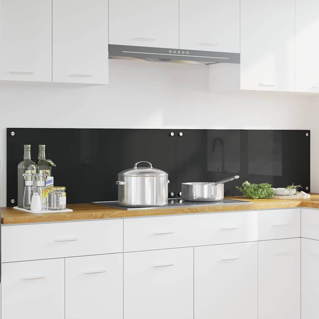 Virtuvės užpakalinė plokštė 2 pcs Juoda 100 x 40 cm