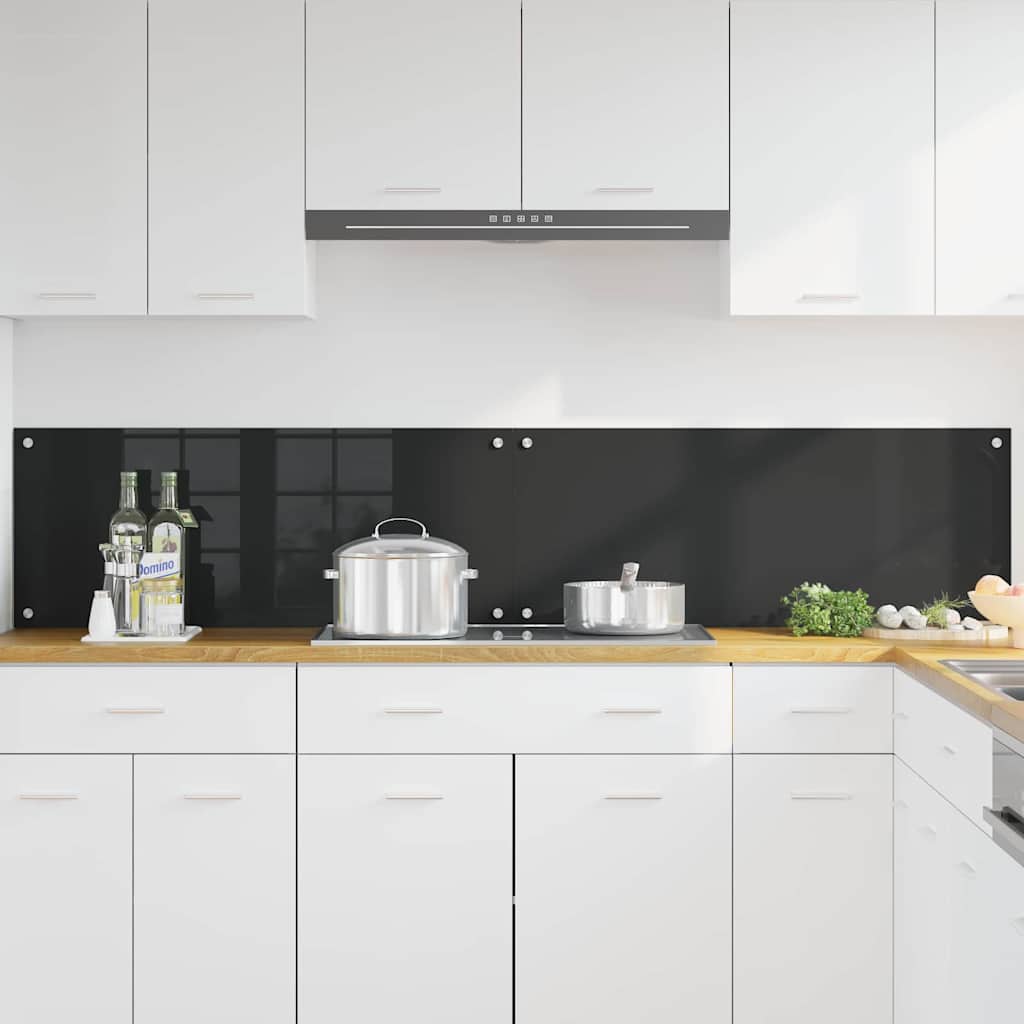Virtuvės užpakalinė plokštė 2 pcs Juoda 100 x 40 cm