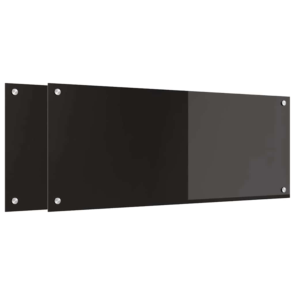 Virtuvės užpakalinė plokštė 2 pcs Juoda 100 x 40 cm