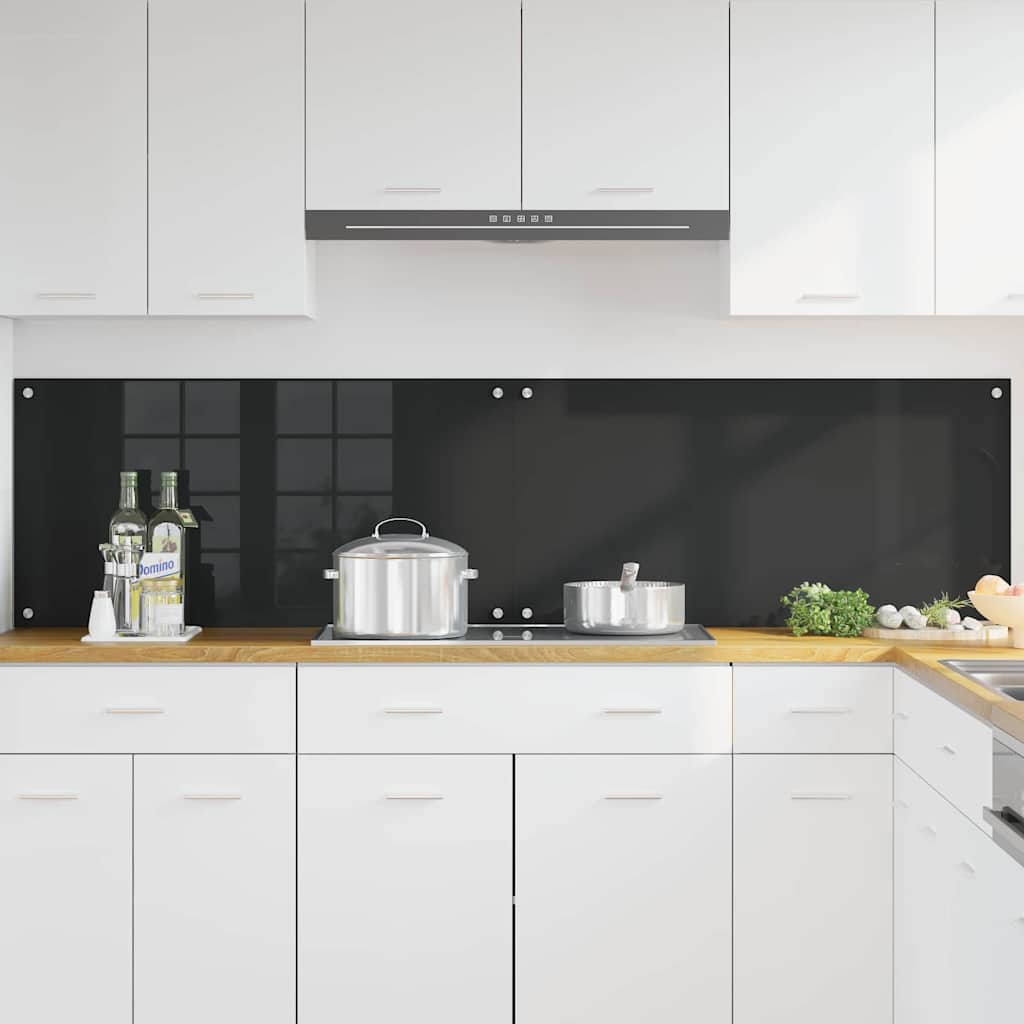 Virtuvės užpakalinė plokštė 2 pcs Juoda 100 x 50 cm