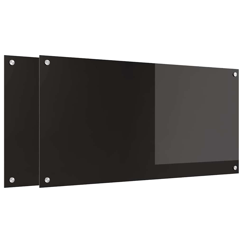 Virtuvės užpakalinė plokštė 2 pcs Juoda 100 x 50 cm
