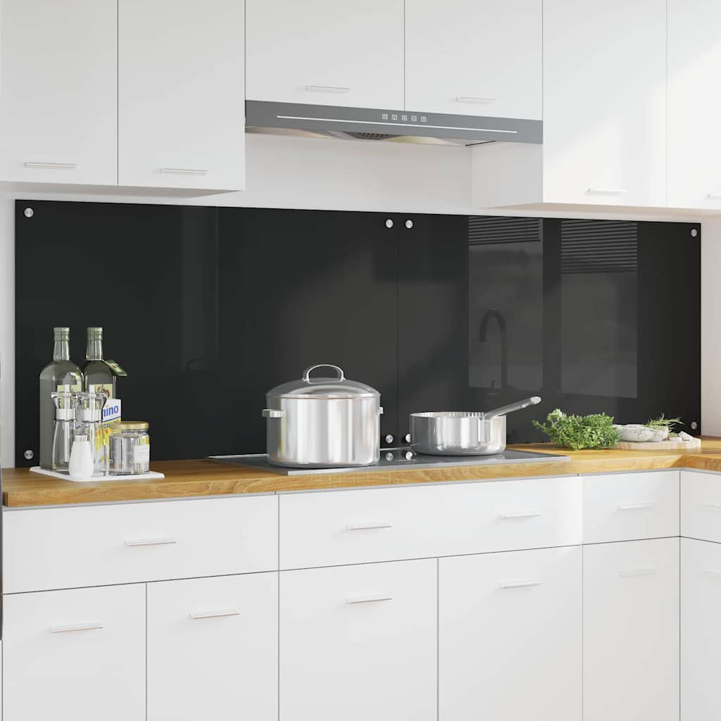 Kitchen Backsplash 2 pcs Black 100 x 60 cm