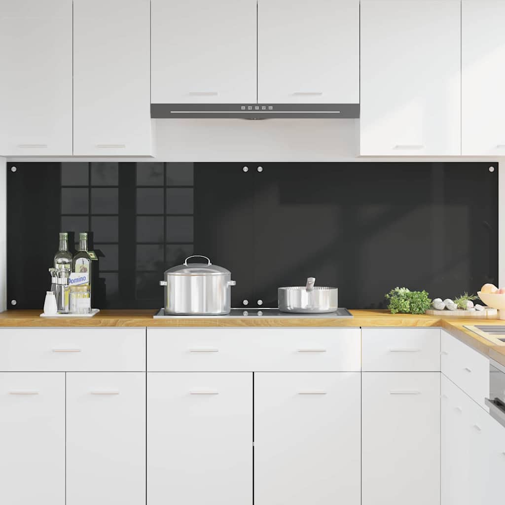 Kitchen Backsplash 2 pcs Black 100 x 60 cm