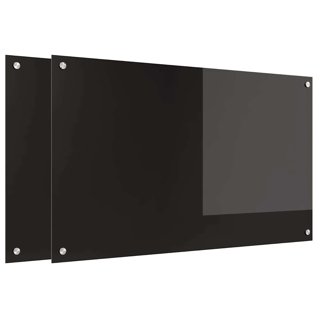 Kitchen Backsplash 2 pcs Black 100 x 60 cm