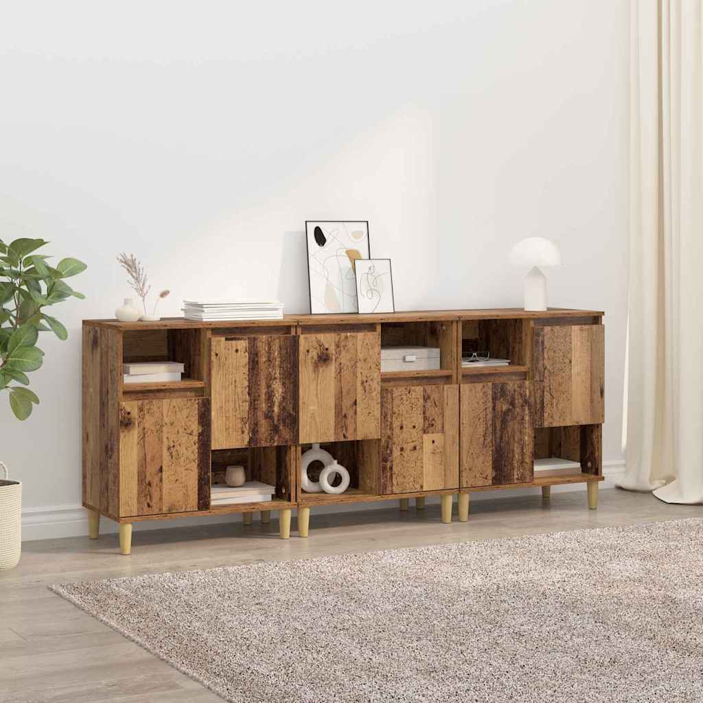 Šoninės lentynos 3 pcs Senovinis medis 60 x 35 x 70 cm