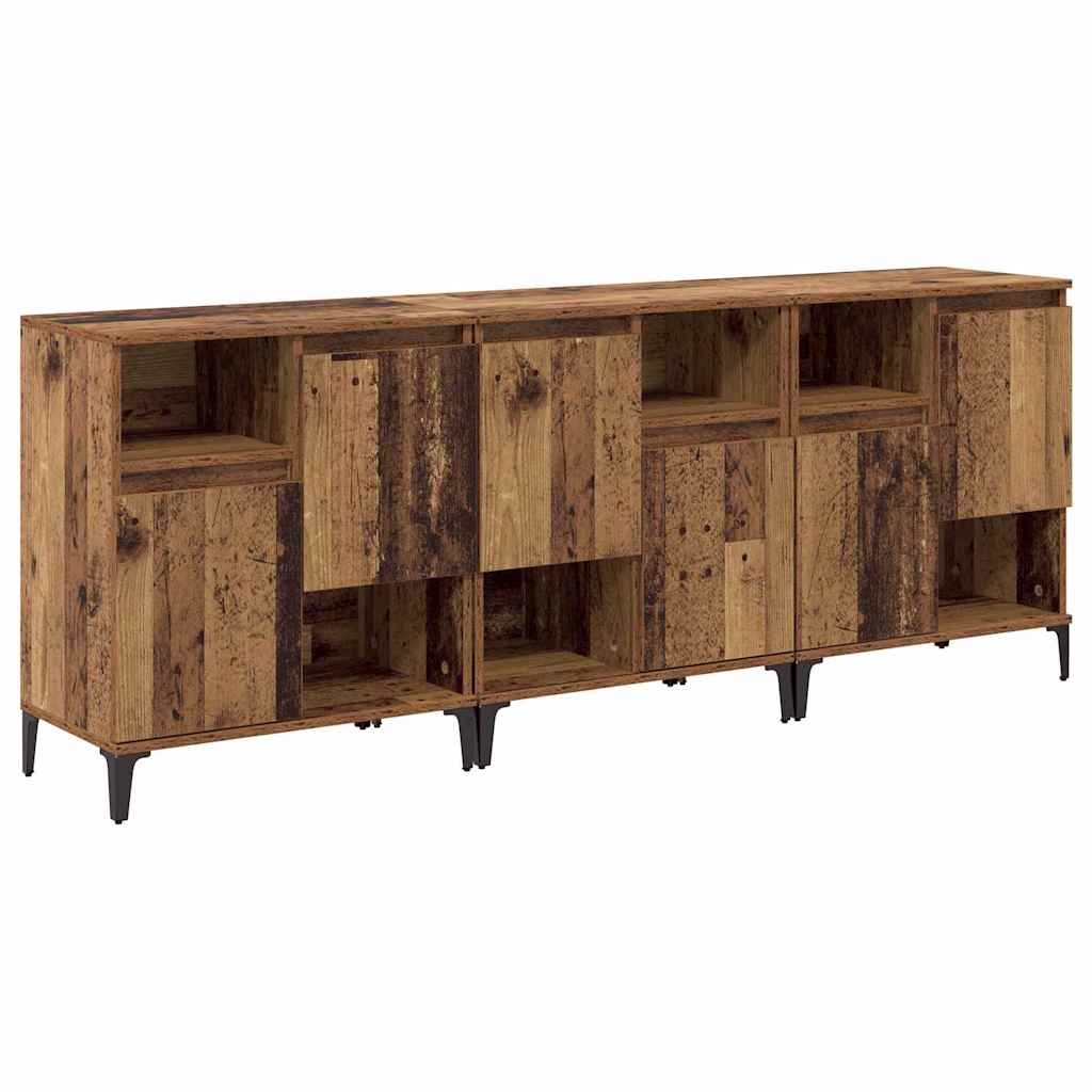 Šoninės lentynos 3 pcs Senovinis medis 60 x 35 x 70 cm