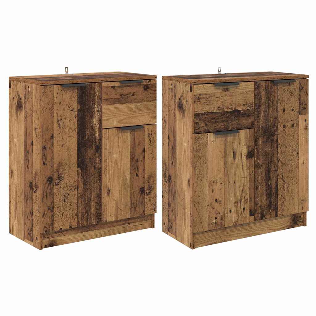Side Shelves 2 pcs Antique Wood 60 x 30 x 70 cm