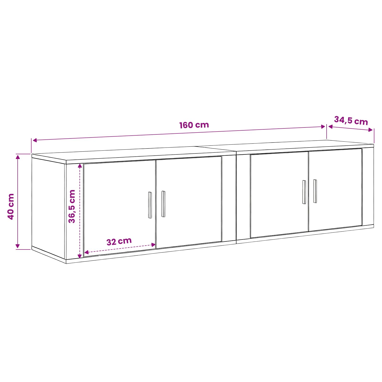 Wall TV cabinet set 2 pcs