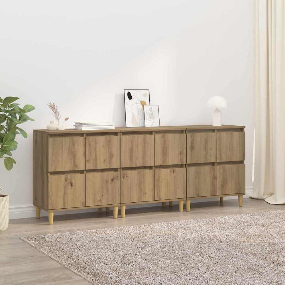 Šoninės lentynos 3 pcs Amatininkų ąžuolas 60 x 35 x 70 cm