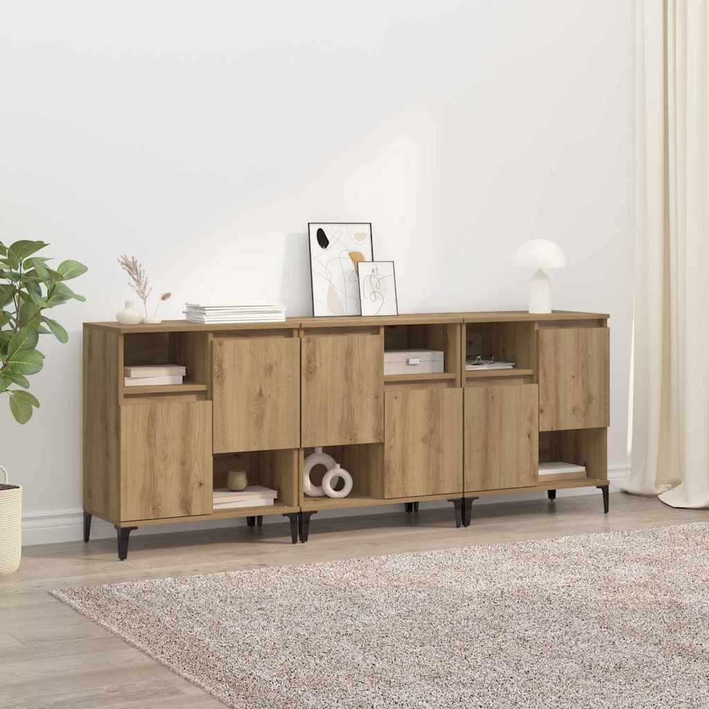 Šoninės lentynos 3 pcs Amatininkų ąžuolas 60 x 35 x 70 cm