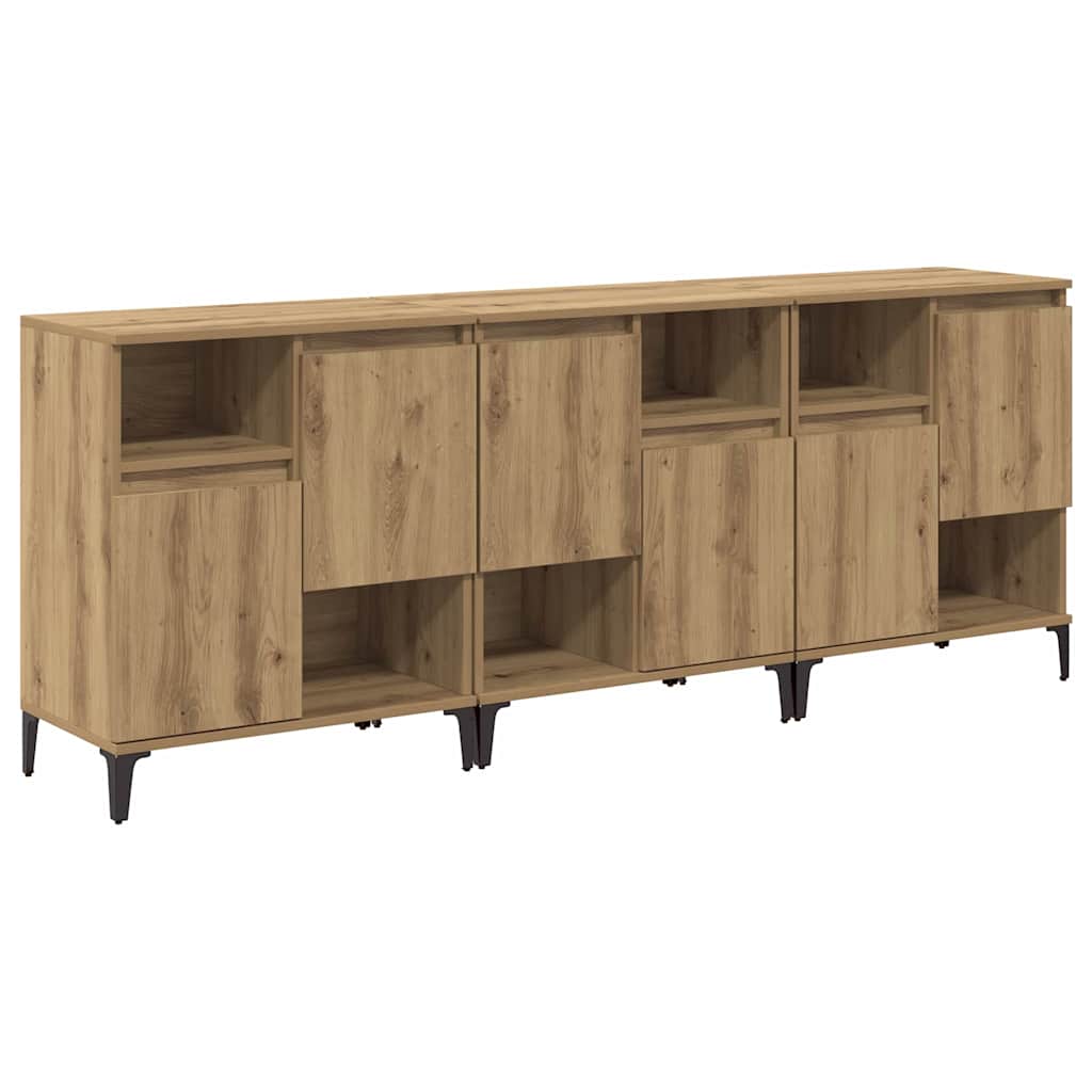 Šoninės lentynos 3 pcs Amatininkų ąžuolas 60 x 35 x 70 cm