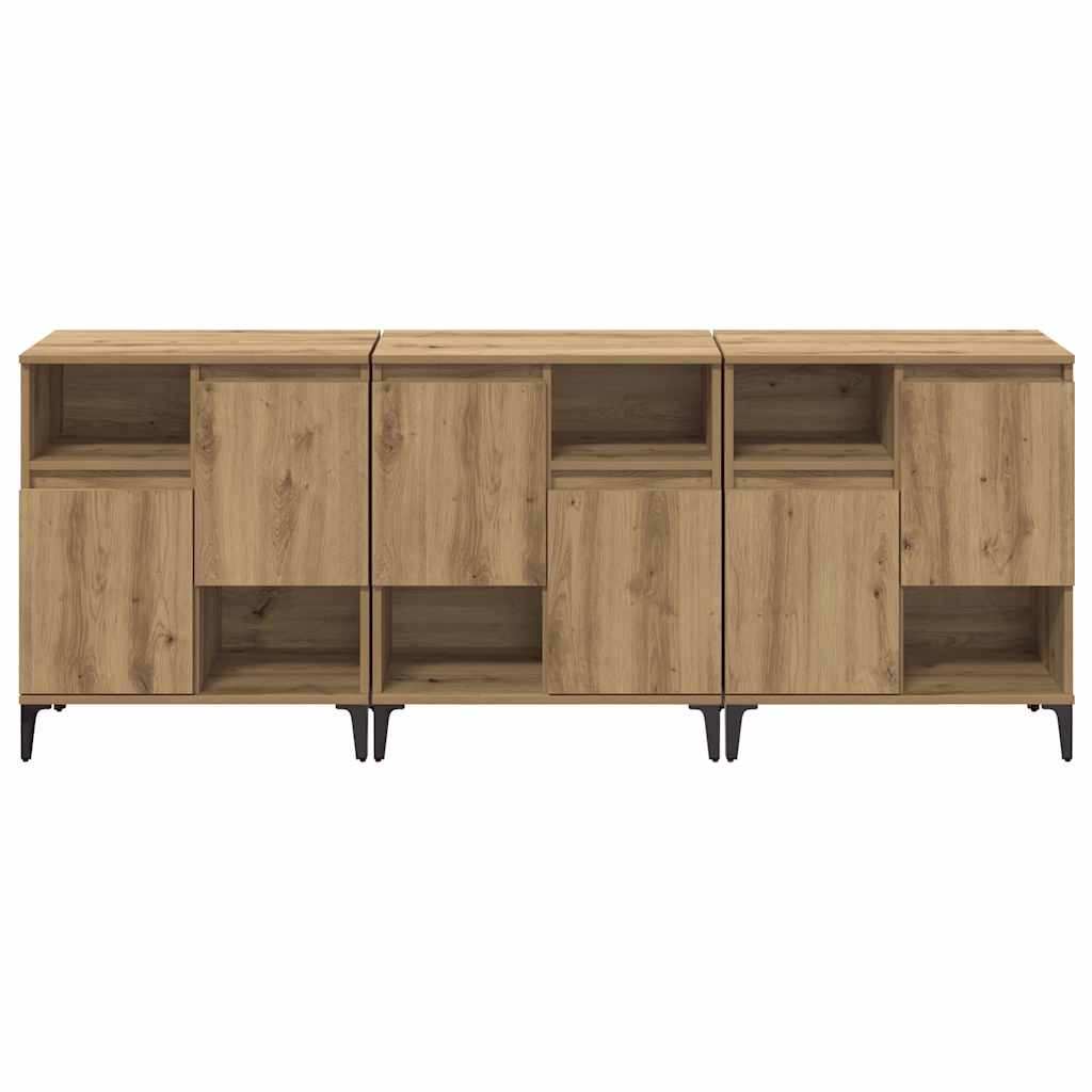 Šoninės lentynos 3 pcs Amatininkų ąžuolas 60 x 35 x 70 cm