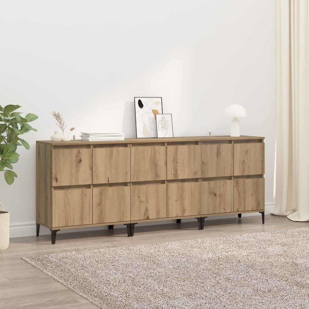 Šoninės lentynos 3 pcs Amatininkų ąžuolas 60 x 35 x 70 cm