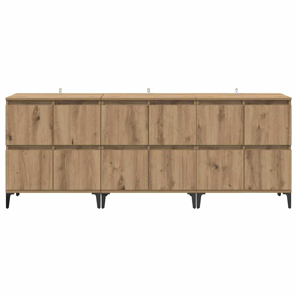 Šoninės lentynos 3 pcs Amatininkų ąžuolas 60 x 35 x 70 cm