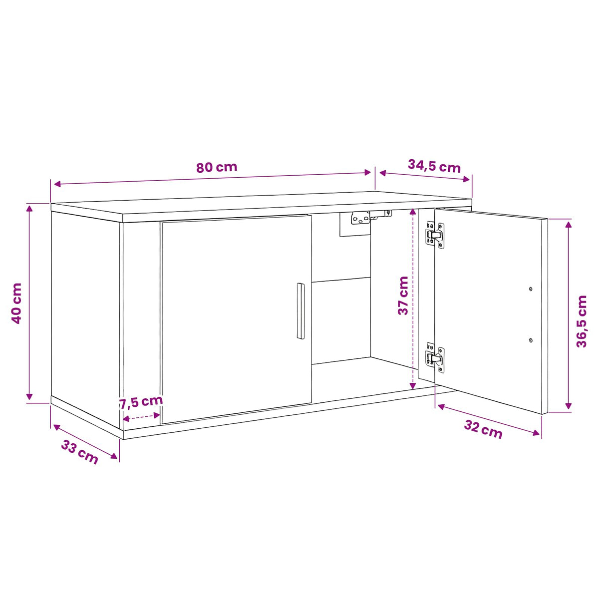 Wall-mounted TV cabinet set 3 pcs