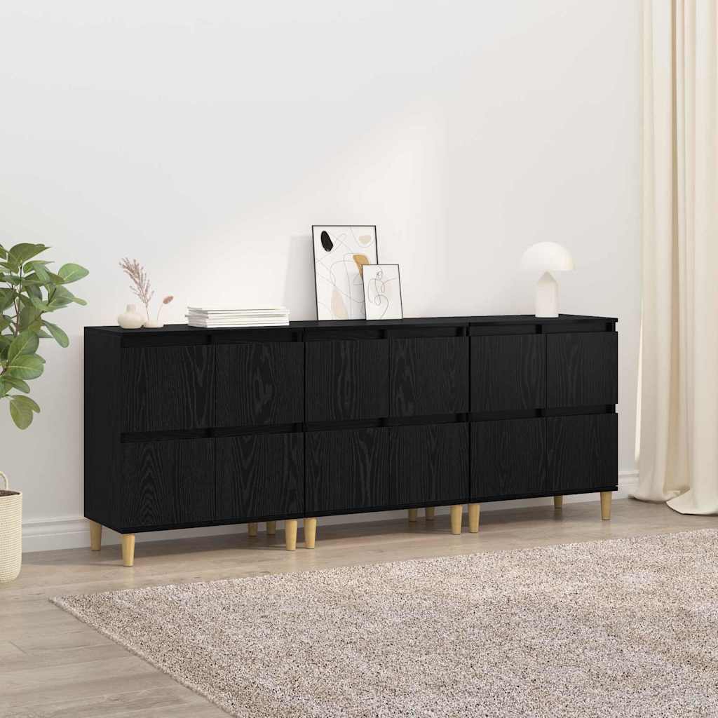 Šoninės lentynos 3 pcs Juodas ąžuolas 60 x 35 x 70 cm