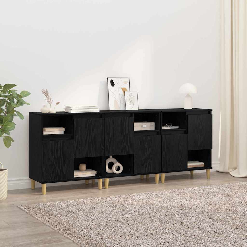 Sideboards 3 pcs Black oak 60 x 35 x 70 cm
