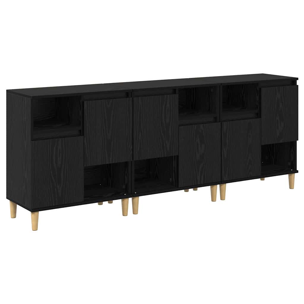 Sideboards 3 pcs Black oak 60 x 35 x 70 cm
