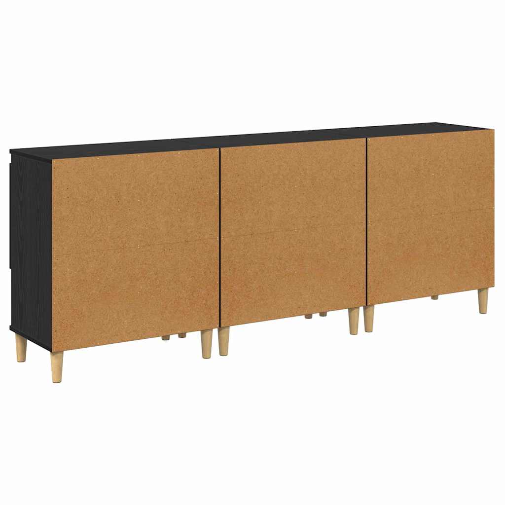 Sideboards 3 pcs Black oak 60 x 35 x 70 cm