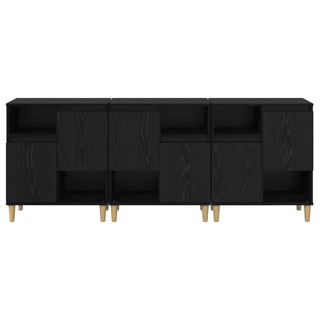 Sideboards 3 pcs Black oak 60 x 35 x 70 cm