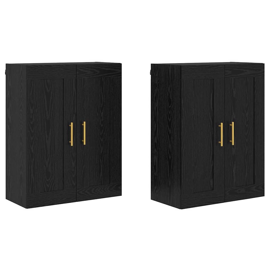 Prikabinama spinta 2 pcs Juodas ąžuolas 69,5 x 34 x 90 cm
