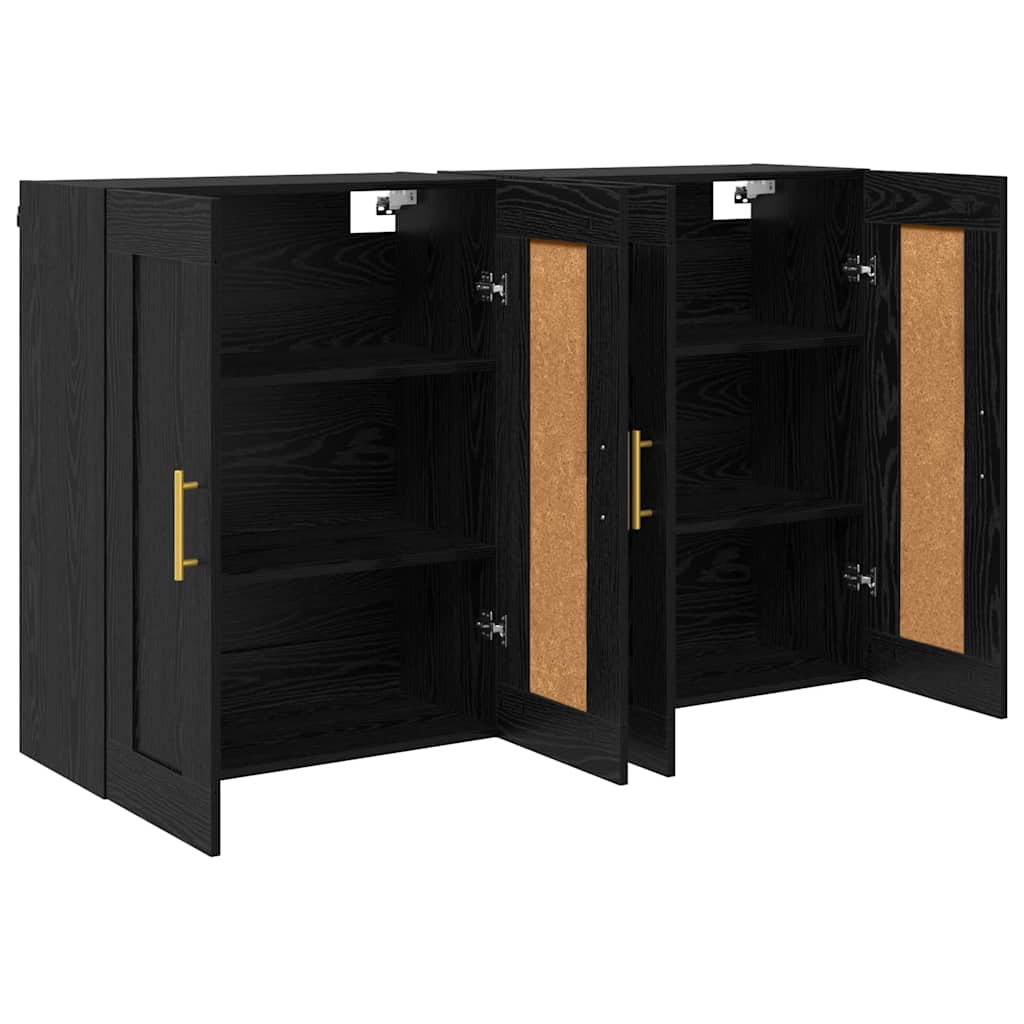 Prikabinama spinta 2 pcs Juodas ąžuolas 69,5 x 34 x 90 cm