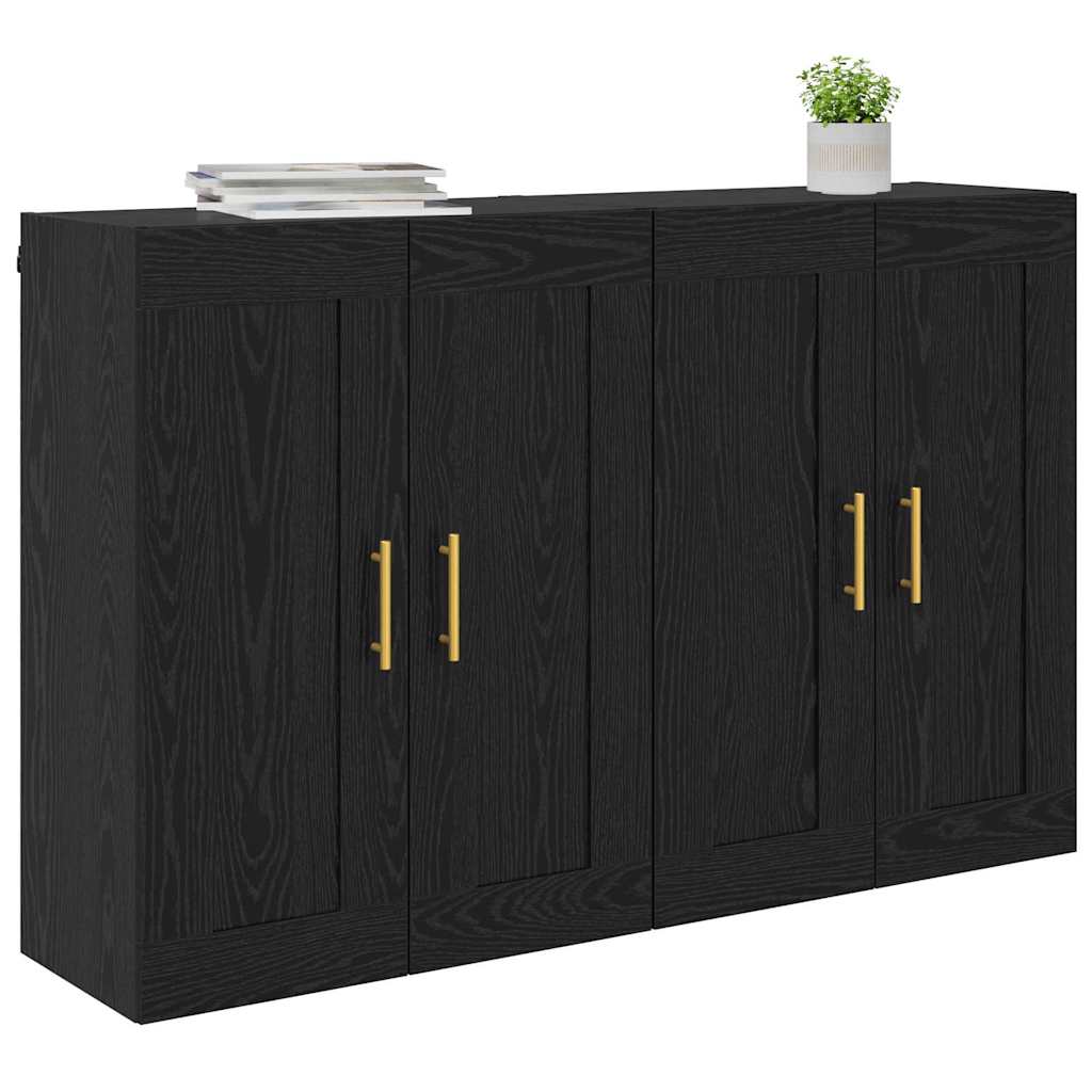 Prikabinama spinta 2 pcs Juodas ąžuolas 69,5 x 34 x 90 cm