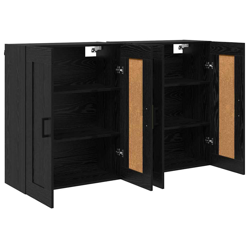 Prikabinama spinta 2 pcs Juodas ąžuolas 69,5 x 34 x 90 cm