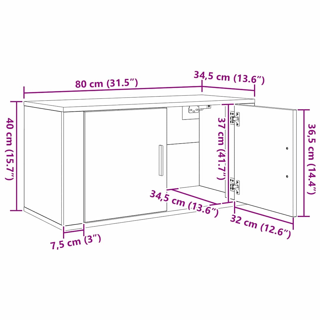 Wall TV cabinet set 3 pcs Black oak