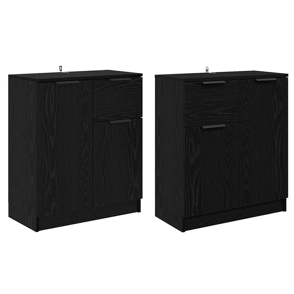 Šoninės lentynos 2 pcs Juodas ąžuolas 60 x 30 x 70 cm