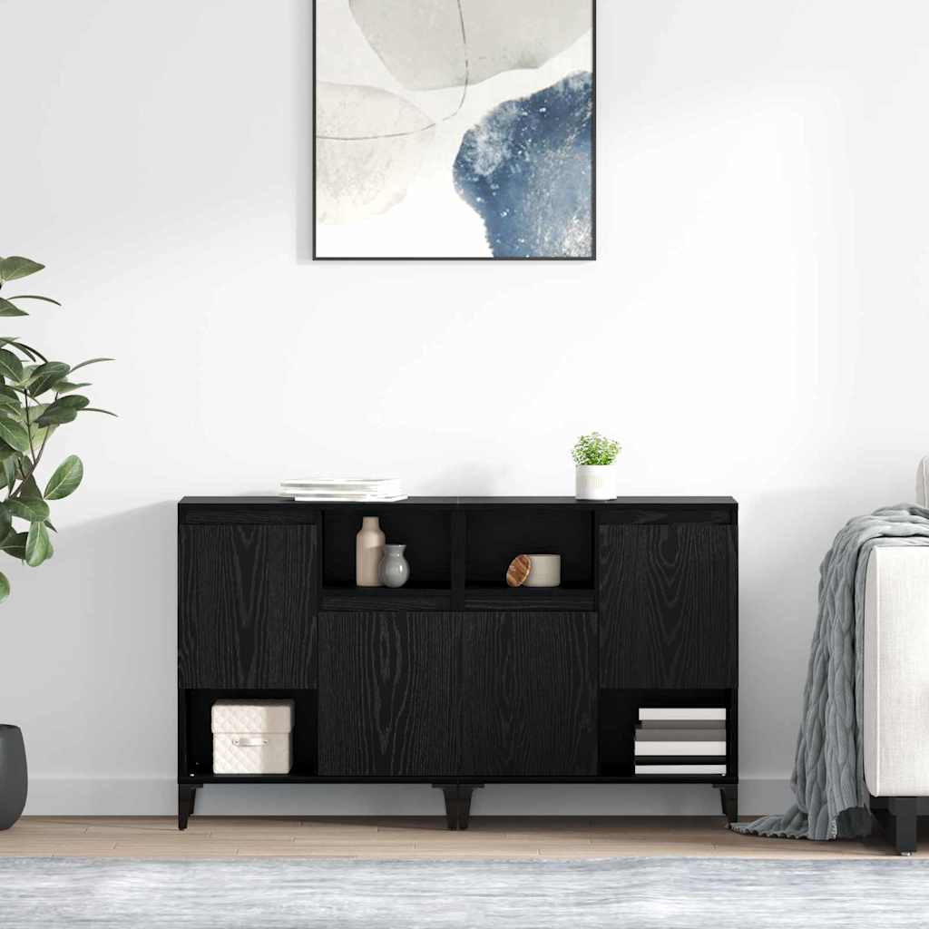 Side Tables 2 pcs Black Oak 60 x 35 x 70 cm