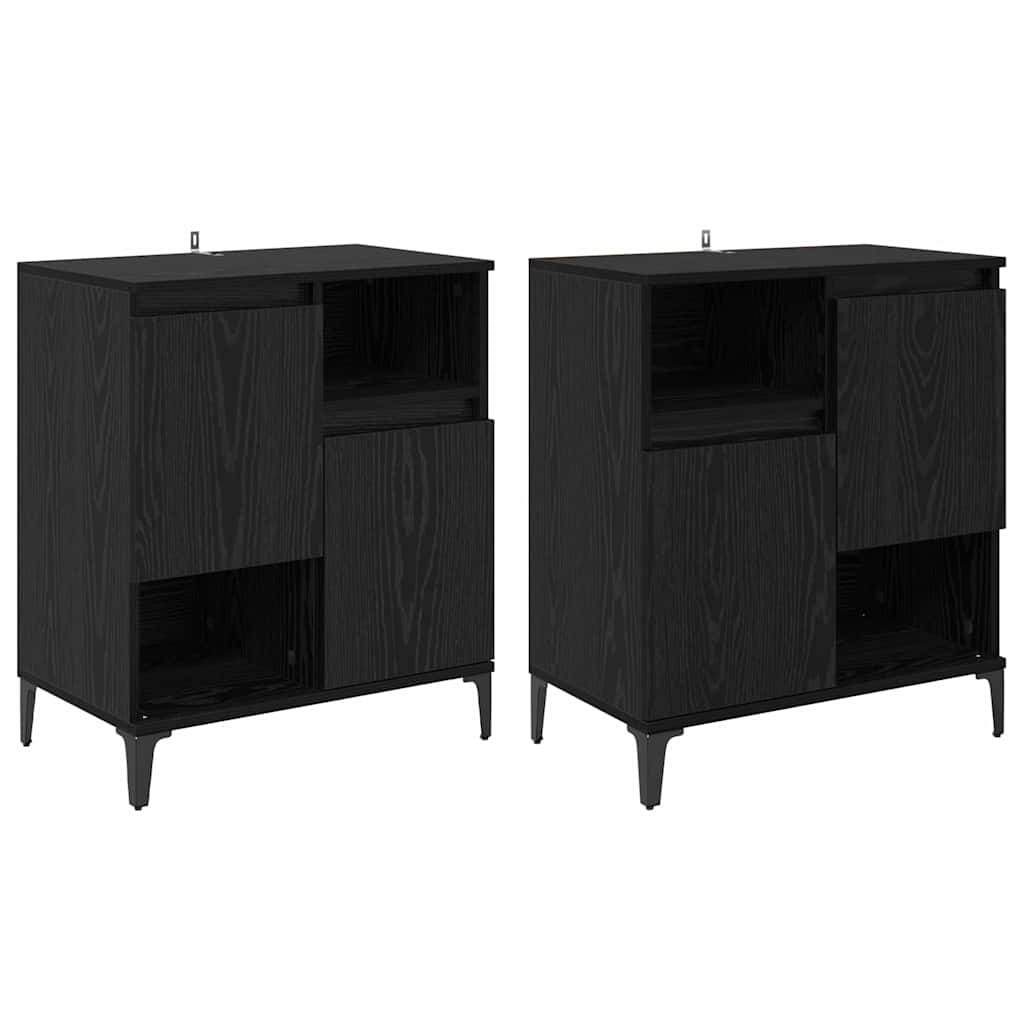Side Tables 2 pcs Black Oak 60 x 35 x 70 cm