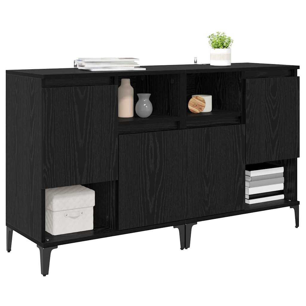 Side Tables 2 pcs Black Oak 60 x 35 x 70 cm