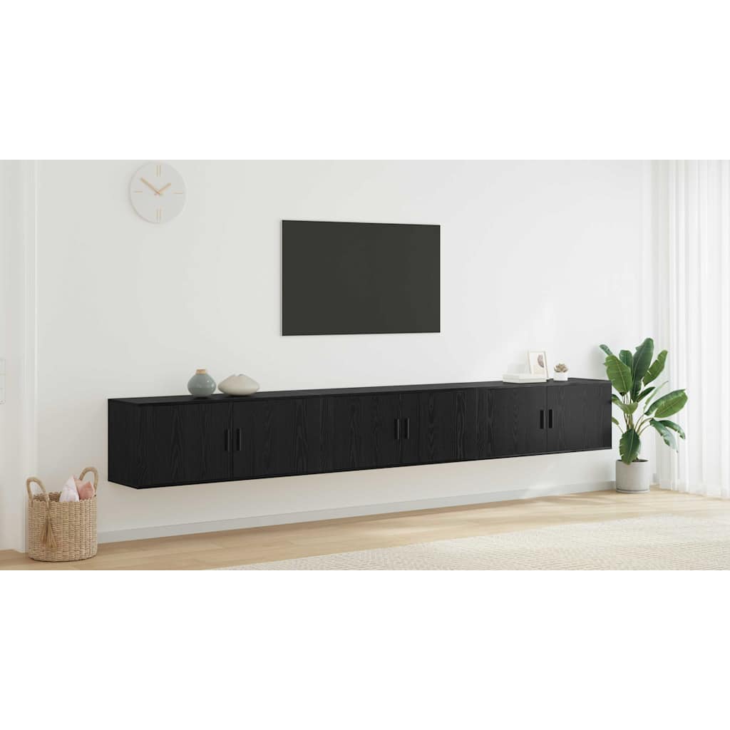 Sieninio televizoriaus kabineto komplektas 3 pcs Juodas ąžuolas
