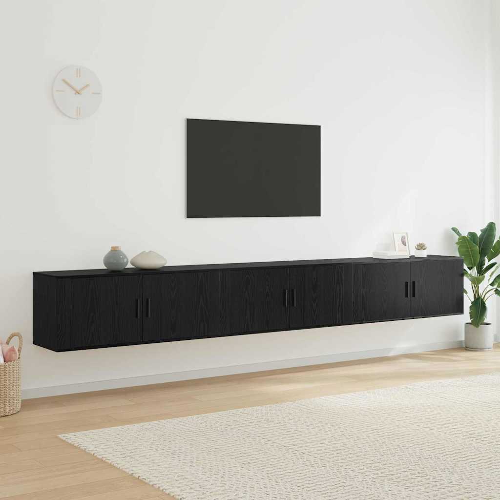 Sieninio televizoriaus kabineto komplektas 3 pcs Juodas ąžuolas
