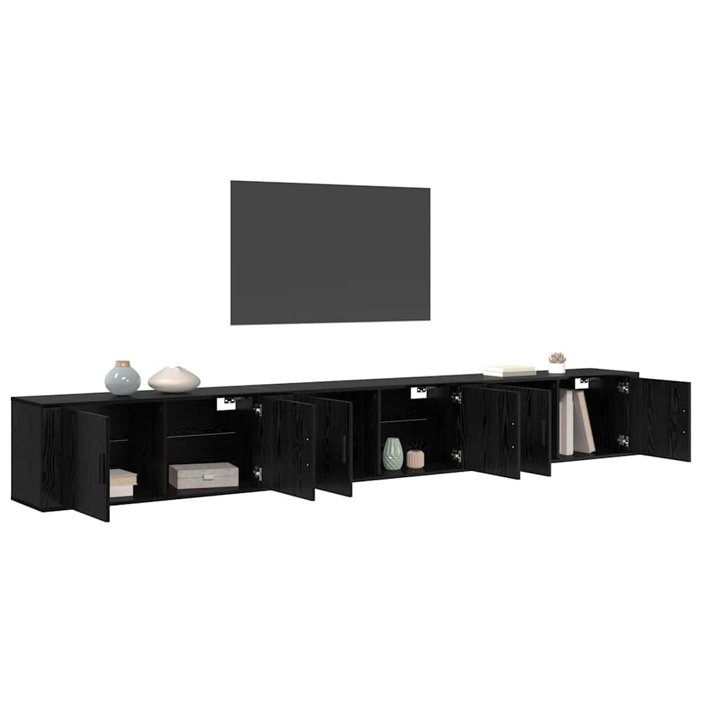 Sieninio televizoriaus kabineto komplektas 3 pcs Juodas ąžuolas
