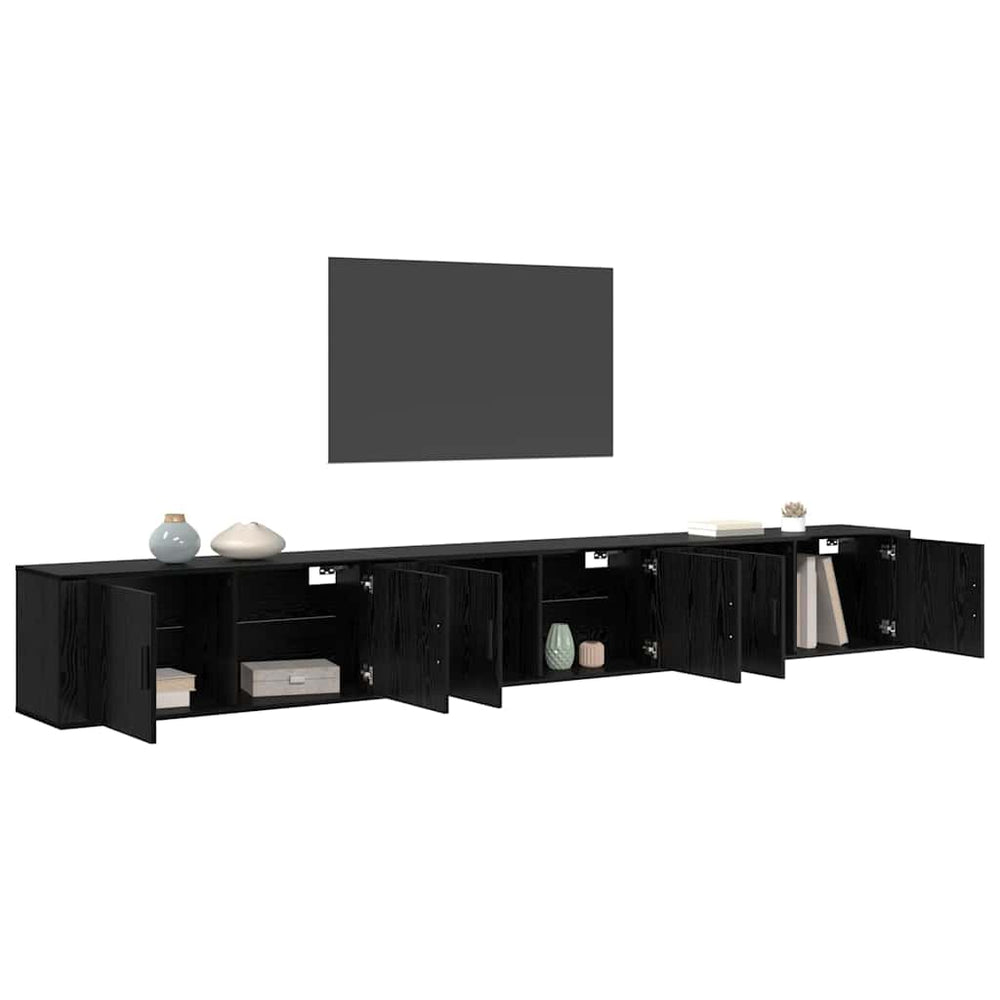 Sieninio televizoriaus kabineto komplektas 3 pcs Juodas ąžuolas