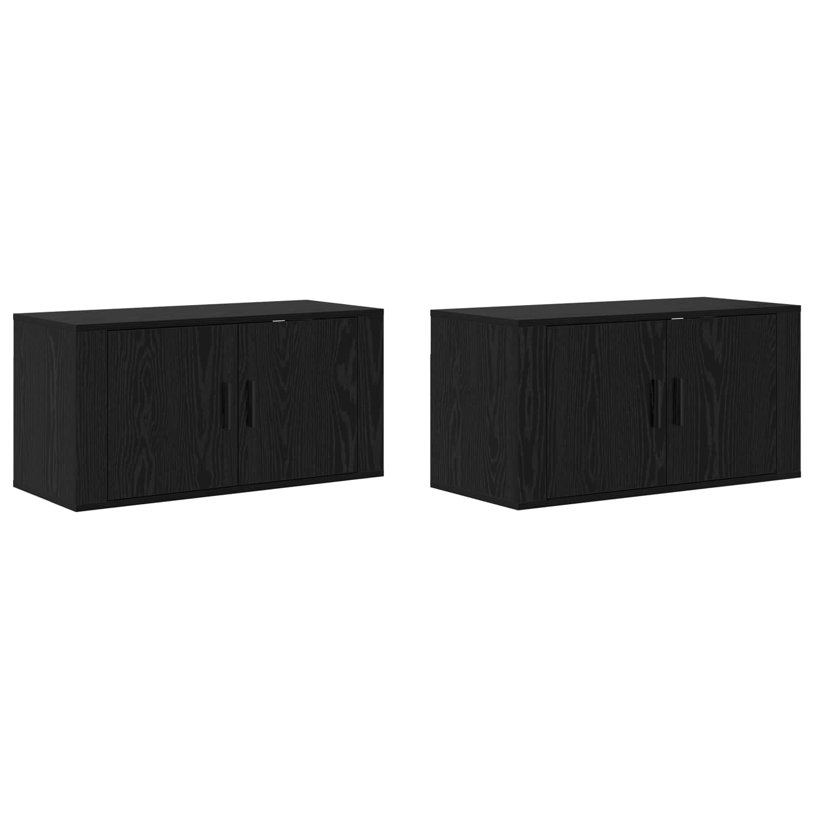 Sieninio televizoriaus kabineto komplektas 2 pcs Juodas ąžuolas