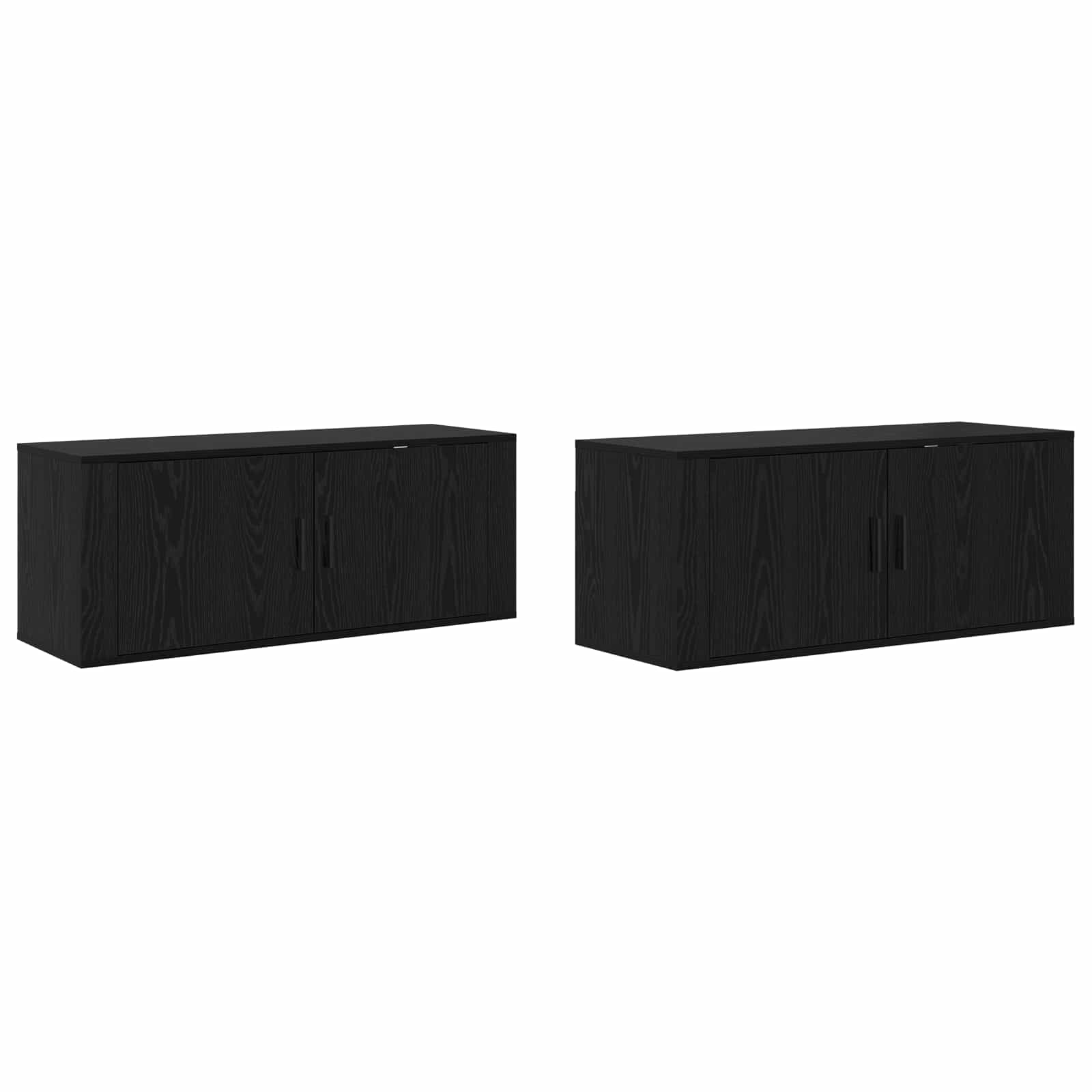 Sieninio televizoriaus kabineto komplektas 2 pcs Juodas ąžuolas