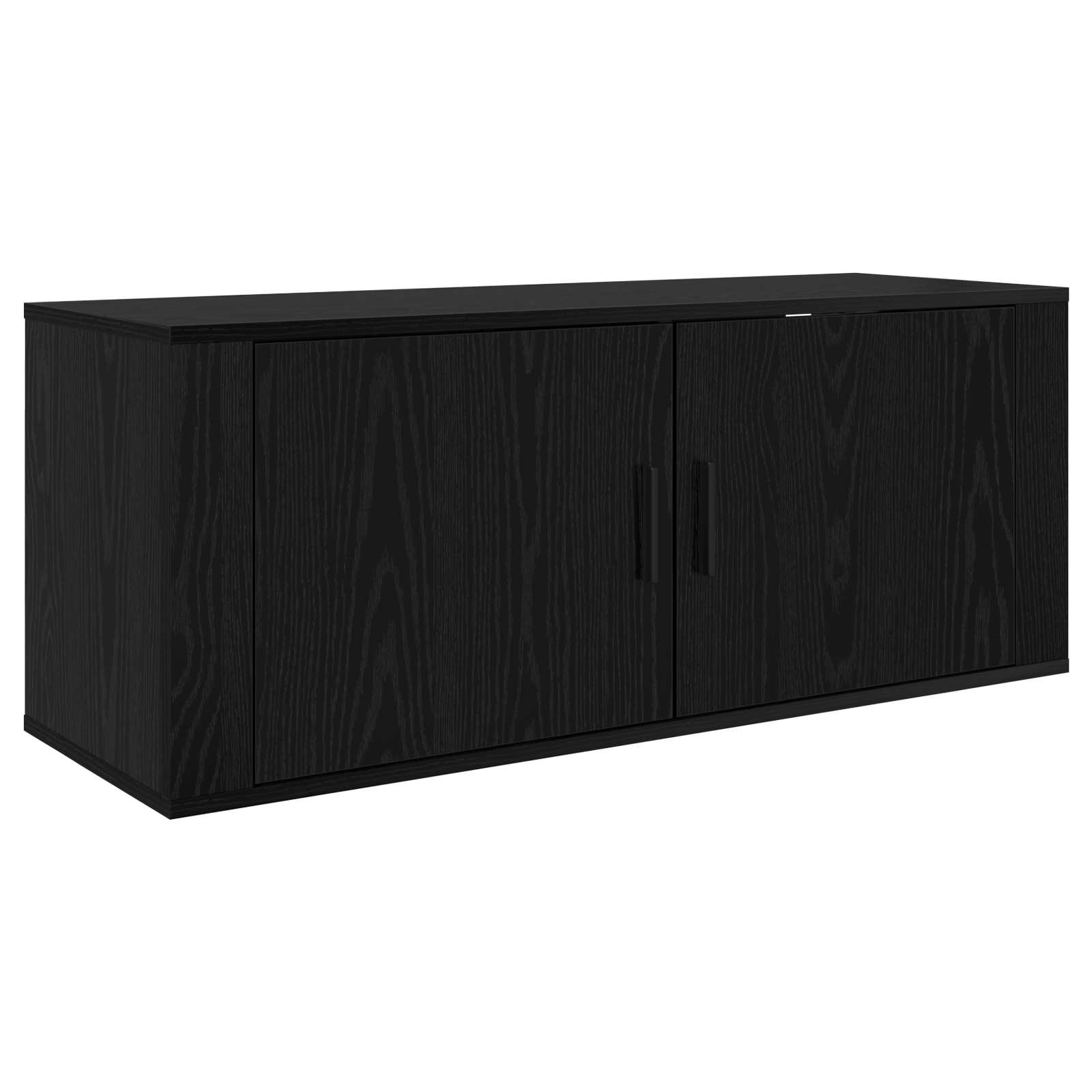 Sieninio televizoriaus kabineto komplektas 2 pcs Juodas ąžuolas
