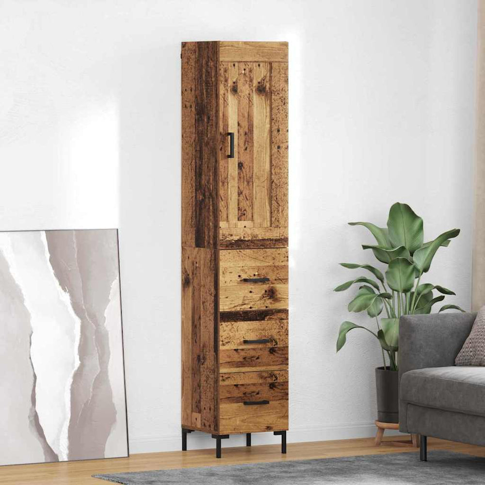 High Chest of Drawers Vintage Wood 34.5 x 34 x 180 cm